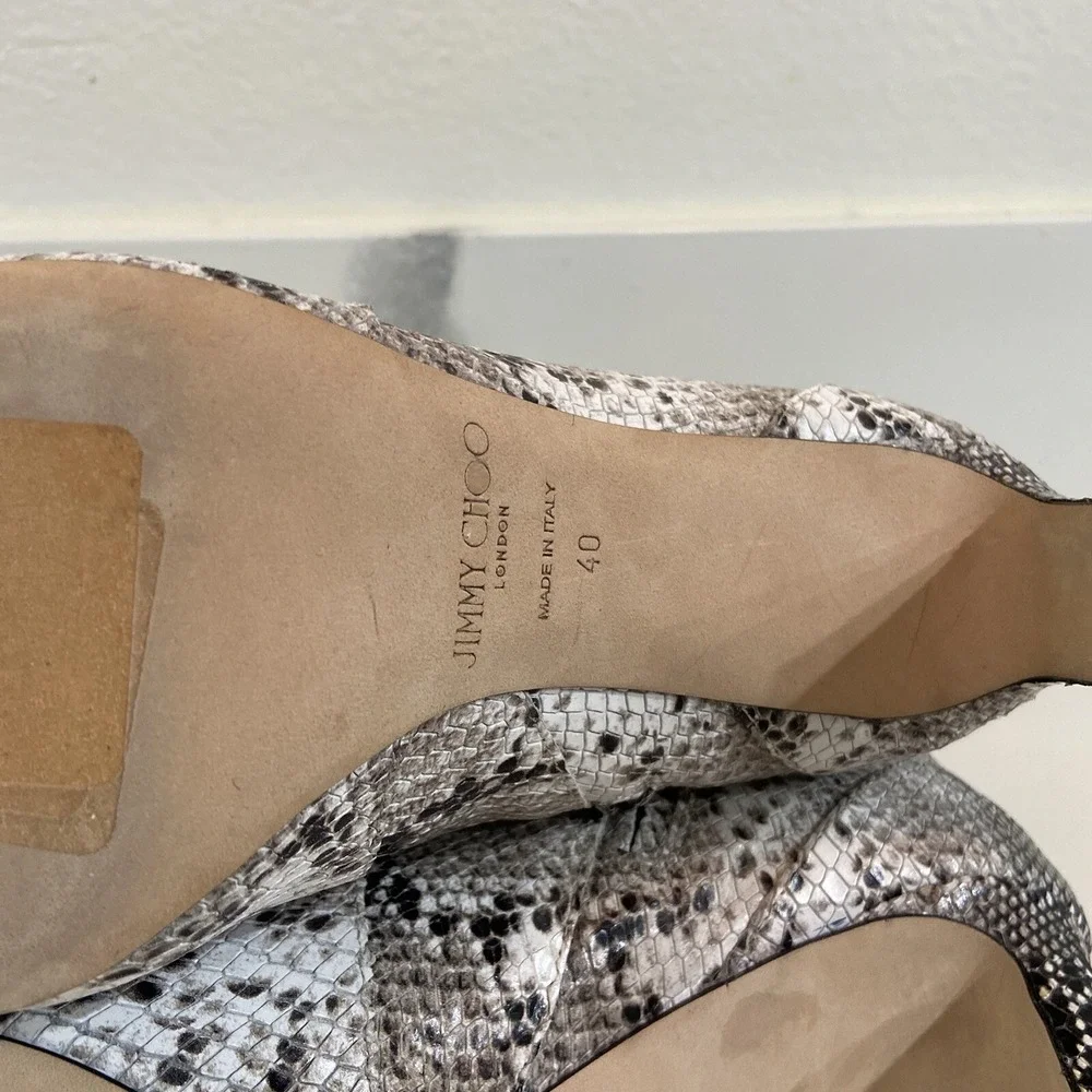 Jimmy Choo JC Boots Snakeskin Midcalf Python Ankle Boots Women's 10 EUR 40